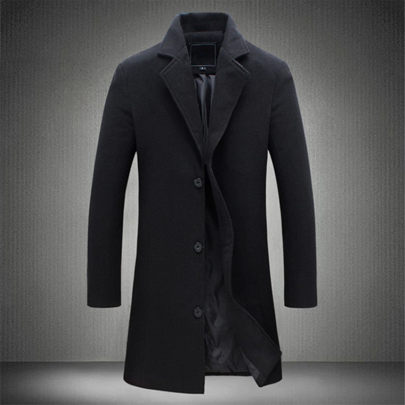 Casual men's mid length single breasted coat